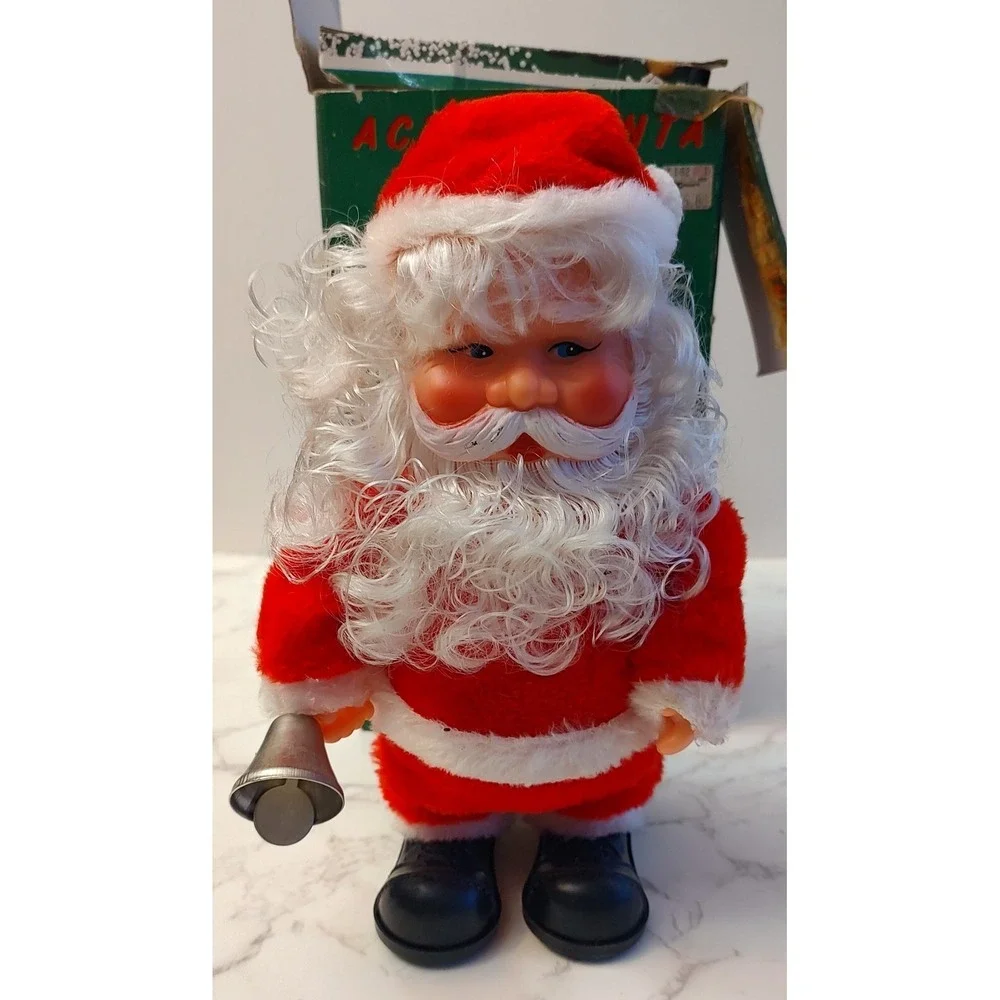 Vintage Santa Figure Plays 4 Christmas Songs Rings Bells Walks UNTESTED Box B9